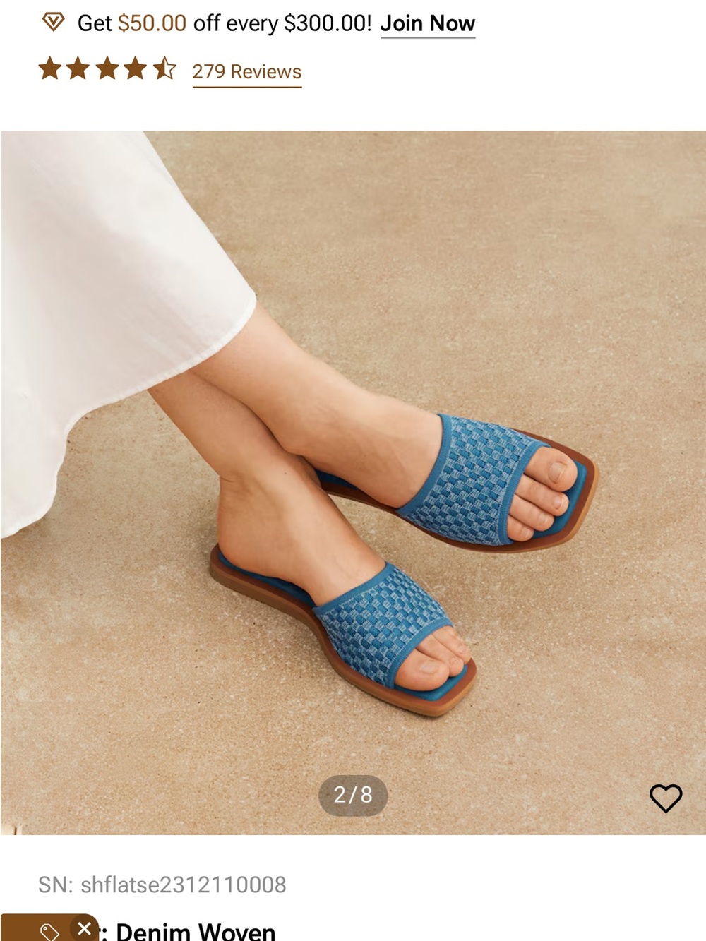 Denim Woven Slide Sandals - Blue - Picture 2 of 8